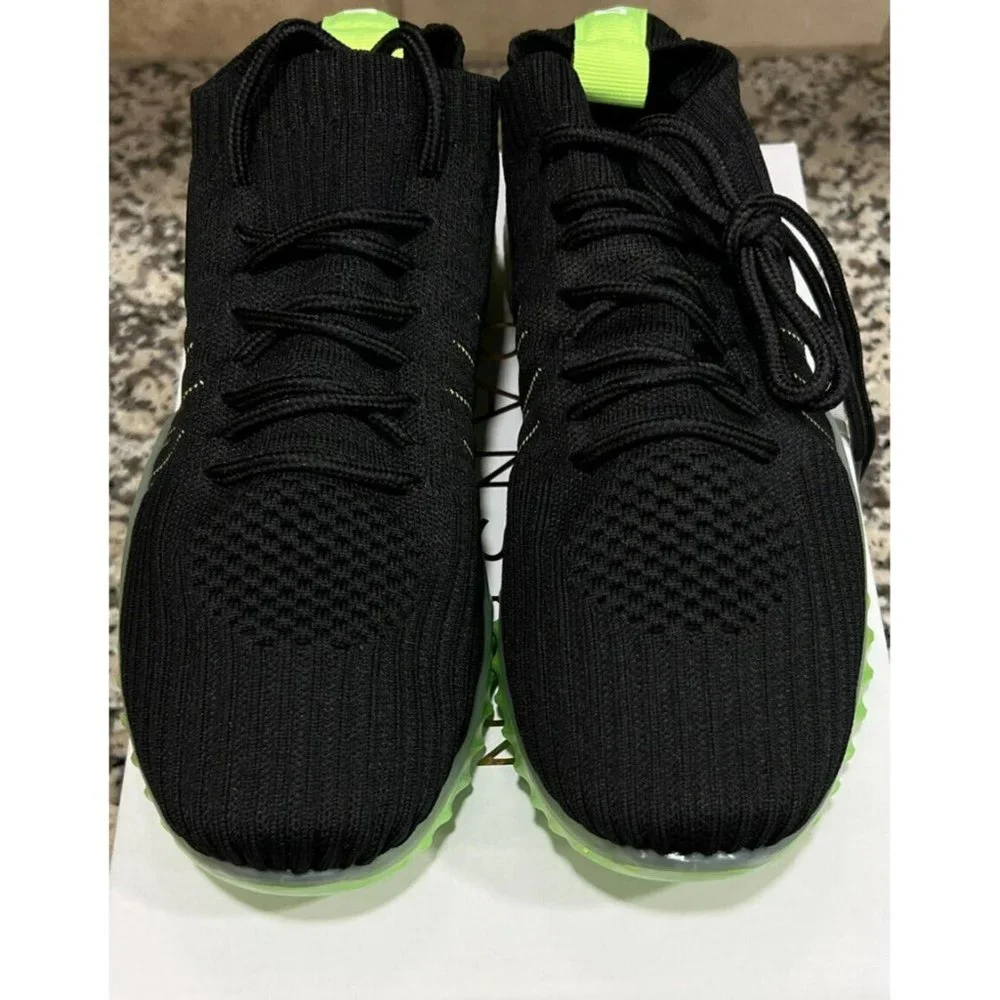 NEW Danskin Now Positive Womens Knit Black Lime Green Lace Up Sneakers Shoes 8.5